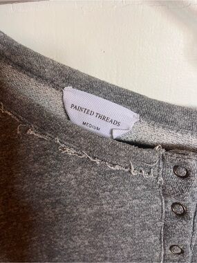 painted threads Gray Button-Front Henley Sweater
